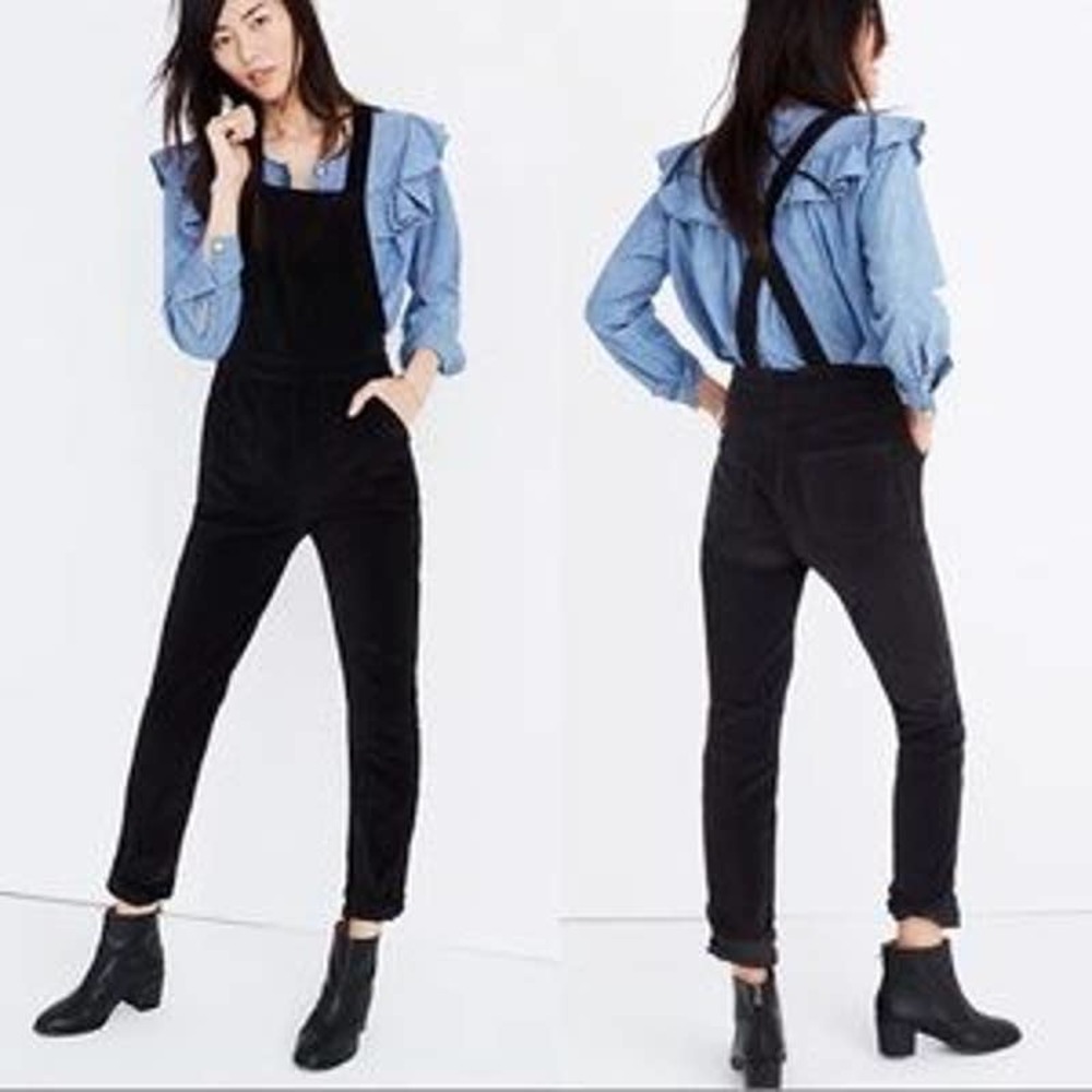 Madewell Lunar Skinny Cotton Overalls Black Size XXS